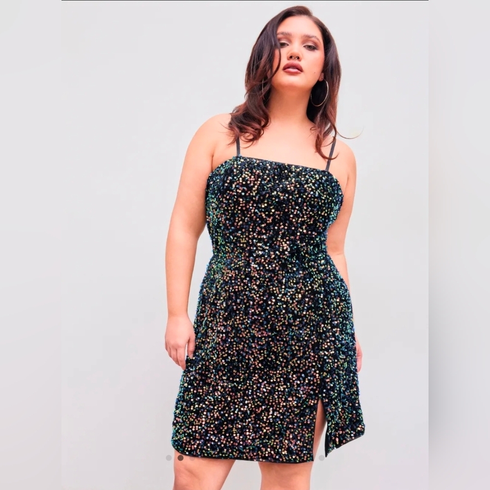Cider Strapless Black Sequin Dress